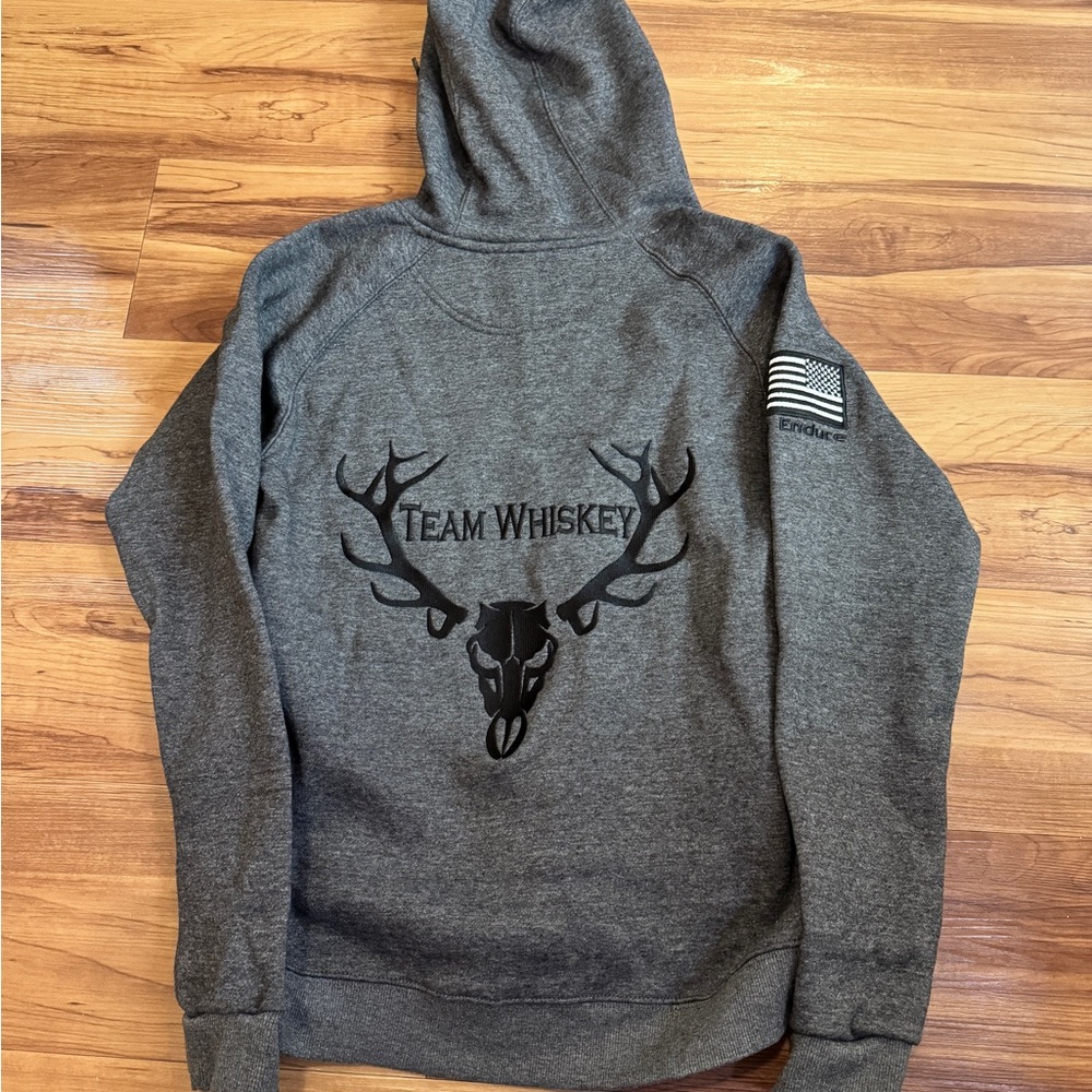 Team Whiskey | Small |  Gray Full Zip Hoodie | unisex | front pockets